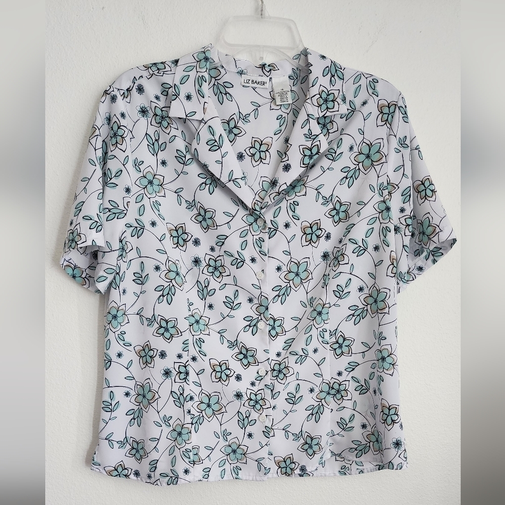 Liz Baker Blouse Top Button Down Woman's  Size 14